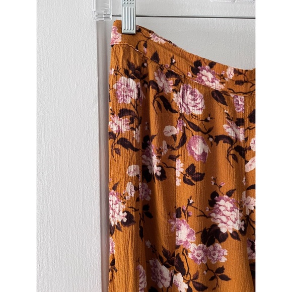 ❌SOLD AE Mustard Yellow/Orange Floral Print High Waist Wide Leg Pants - Picture 2 of 9